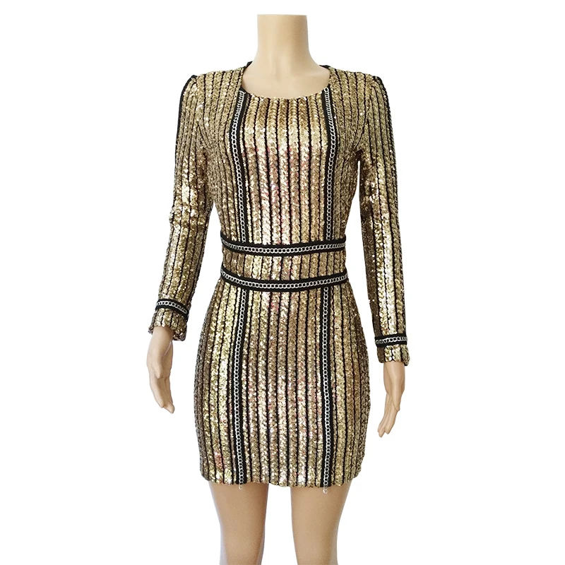 Новинка 2017 пикантные женские Мини упругой полный рукав все блестками сверкающих