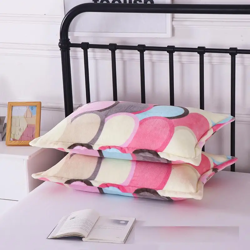 2pcs Pillowcase-4 2 шт. фланелевые наволочки с принтом зимняя мягкая теплая плотная Коралловая флисовая наволочка 48*74 см - Цвет: 2pcs Pillowcase-4