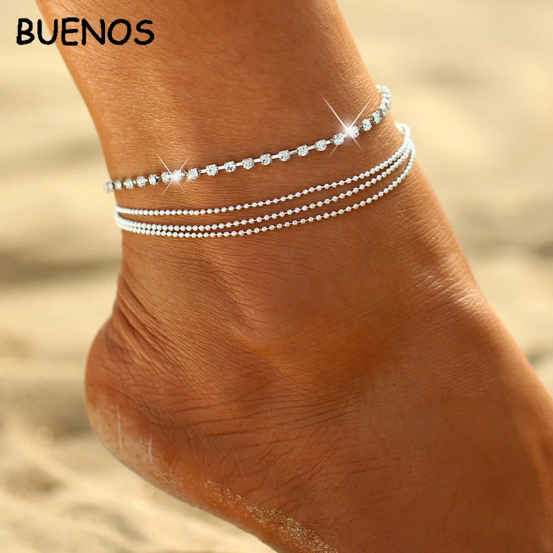 Браслет на ногу BUENOS Gold Silve moda praia модные летние пляжные украшения для ног