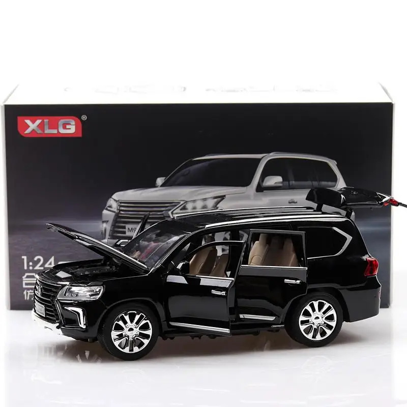 Ant, хит 1/24, LEXUS LX570, литые под давлением и игрушечные машинки, модель автомобиля со звуком и светильник, коллекционные машинки, игрушки для мальчиков, подарок на день рождения - Цвет: Черный