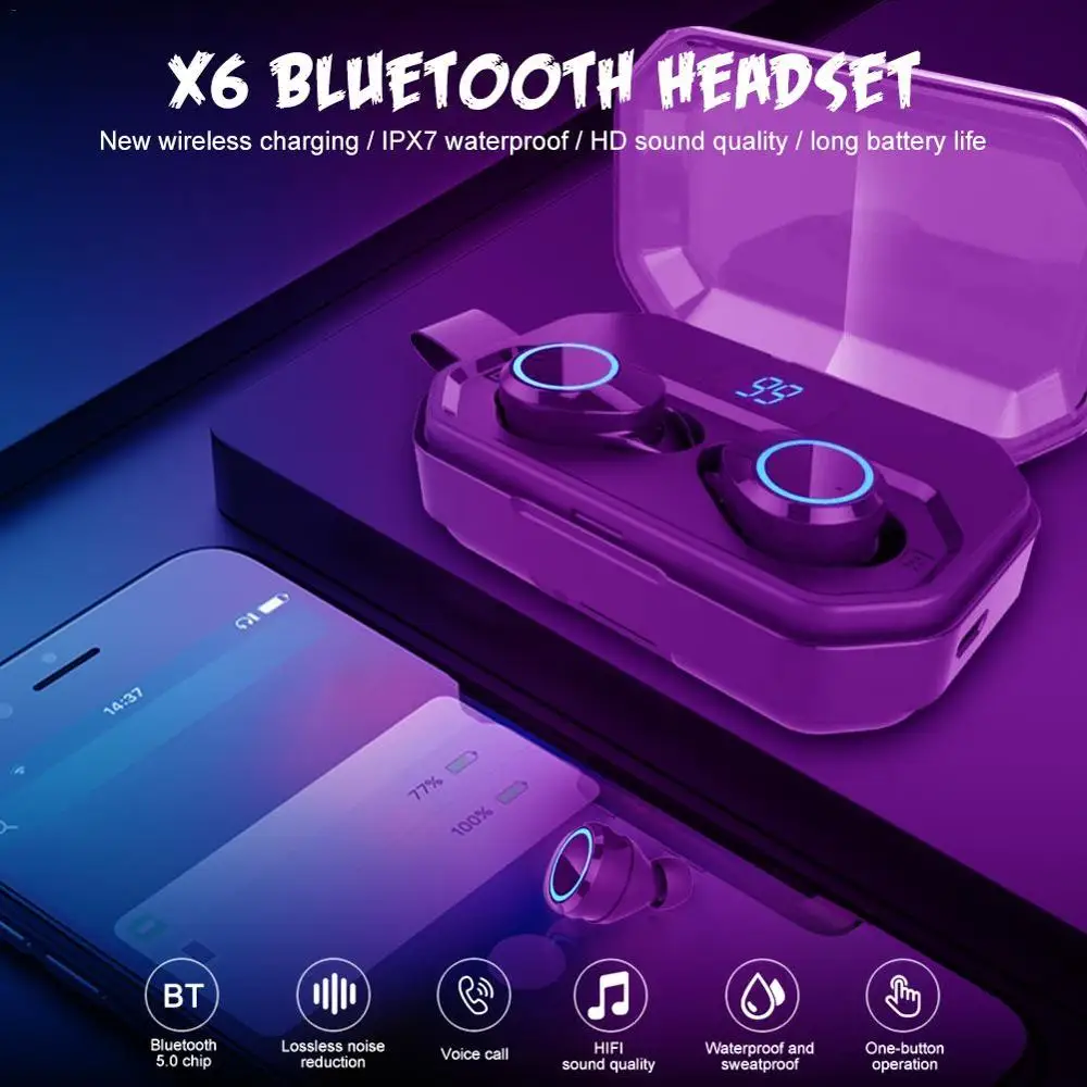 X6 Pro TWS беспроводные наушники 4000 мАч внешний аккумулятор Bluetooth 5 0 с сенсорным