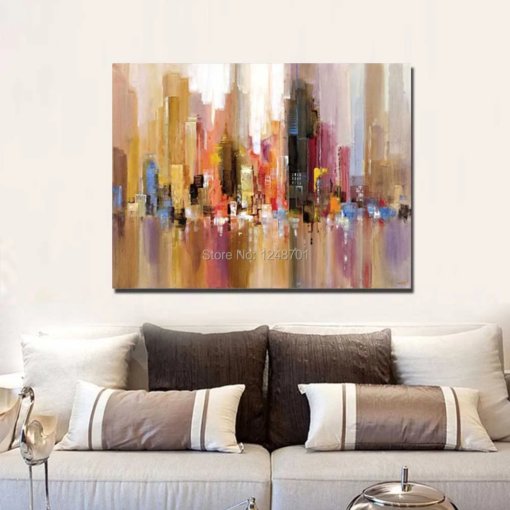 

Large Size Hand Painted Abstract Wall Building Scenery Oil Painting On Canvas Hotel Living Room Bedrom Home Room Wall Decoration