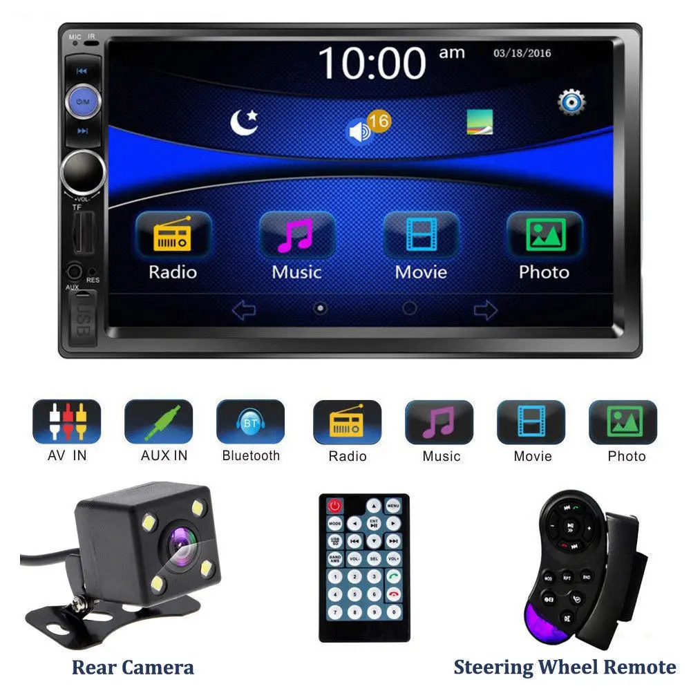 Автомагнитола Hikity мультимедийный MP5 плеер с 7 &quotсенсорным экраном Bluetooth USB TF FM