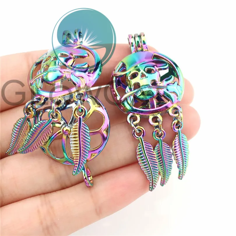 Rainbow Dreamcatcher Eiffel Tower Filigree Beads Cage Perfume Diffuser Aroma Pearl Locket Pendant | Украшения и аксессуары