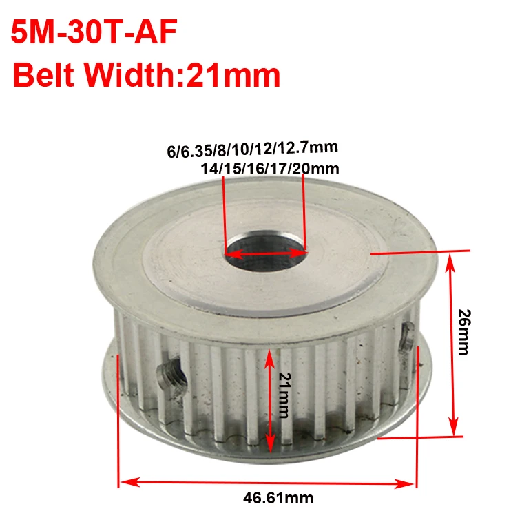 LUPULLEY 1 шт. 5 м 30 т HTD Зубчатый Шкив 21 мм Ширина ремня 6 мм/6,35 мм/8 мм/10 мм/12 мм/12,7 мм/14 мм/15 мм/16 мм /17 мм/20 мм диаметр 5 мм шаг