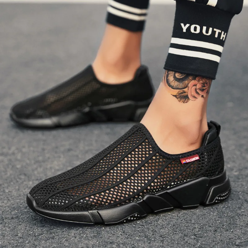 Mesh Summer Slip-on Mens Casual Shoes Basic Lightweight Male Breathable Flats | Обувь