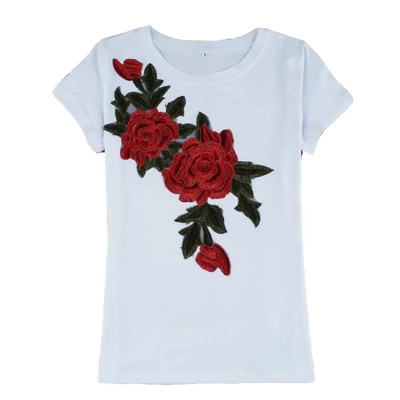 Летняя Новинка брендовая модная футболка для женщин одежда вышивка круглый