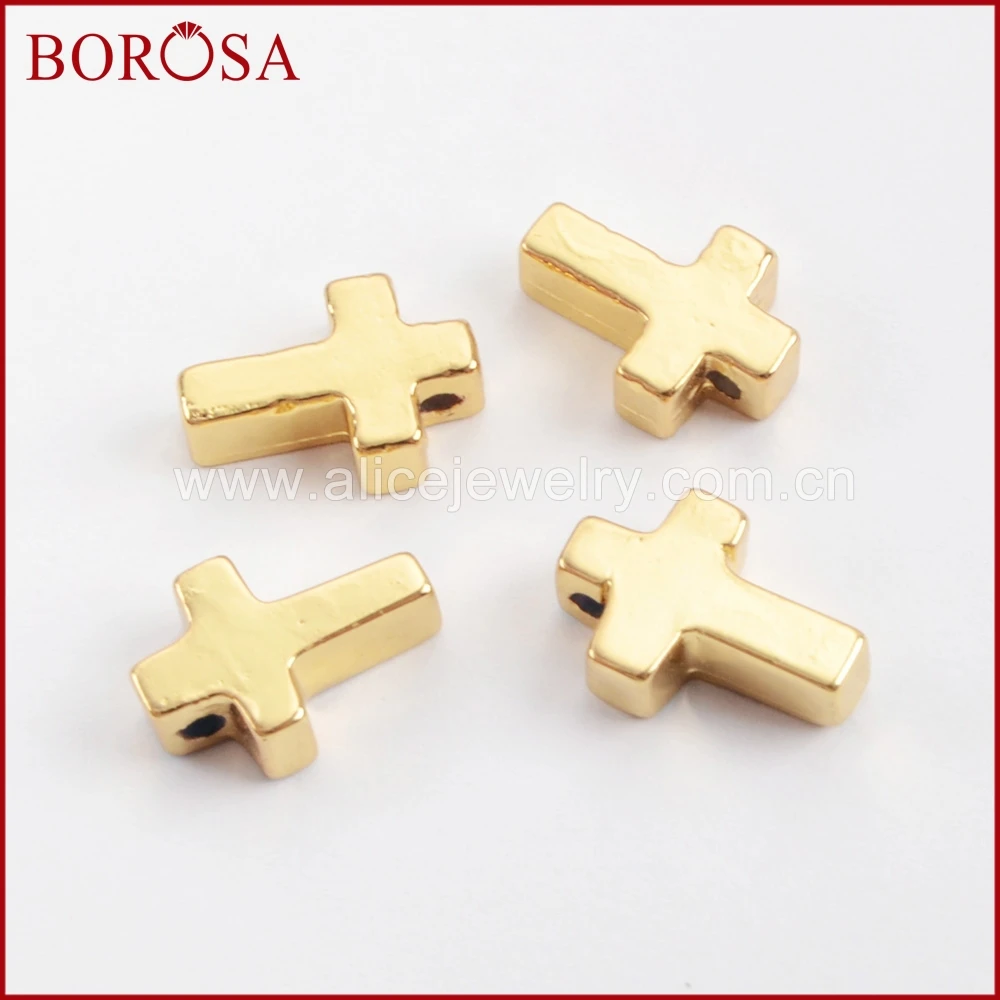 BOROSA 10 шт. Крест Золотой Цвет искусственный опал бисер Модный японский кулон бусы