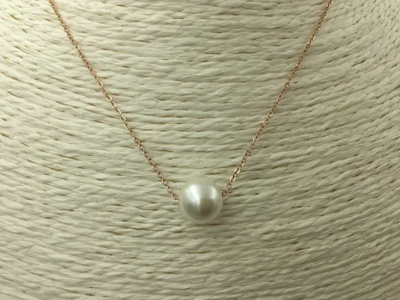 Модный кулон из нержавеющей стали с большим искусственным жемчугом ожерелье