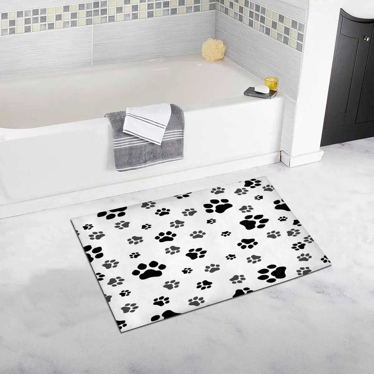 Paw Print Cat Footprint Bath Rug Non-slip Bathroom Mat 20 W X 32 L Inches | Дом и сад