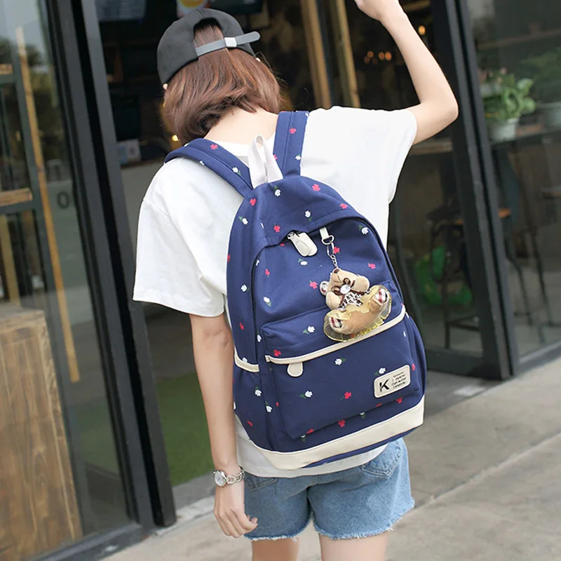 4 шт./компл. модный холщовый рюкзак Женский школьный школьные рюкзаки для