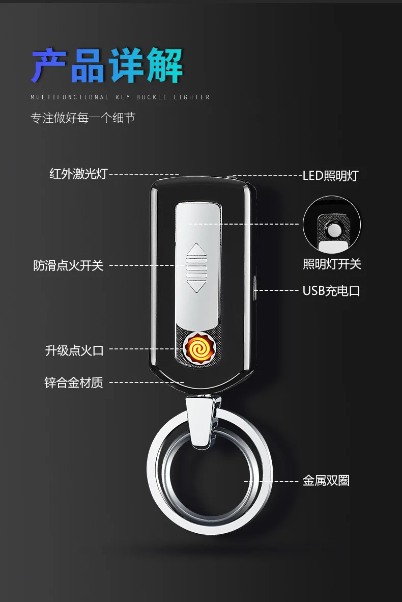 Креативный лазерный светильник USB светильник er брелок зажигание сигарет электронное зарядное освещение аксессуары брелок коптильня подарки