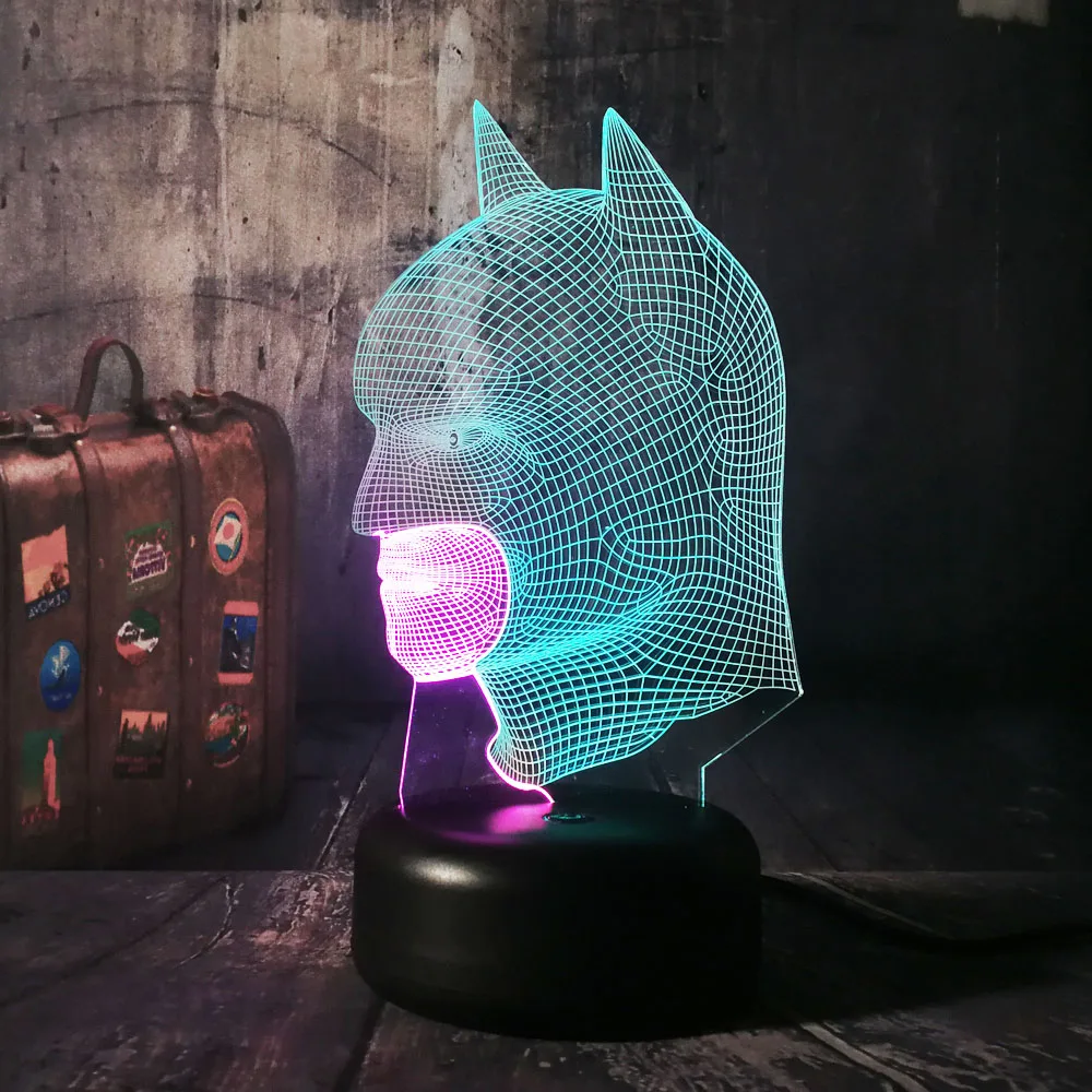 Новый DC Hero крутые головой Бэтмена 3D RGB светодиодный ночной Светильник смешанные