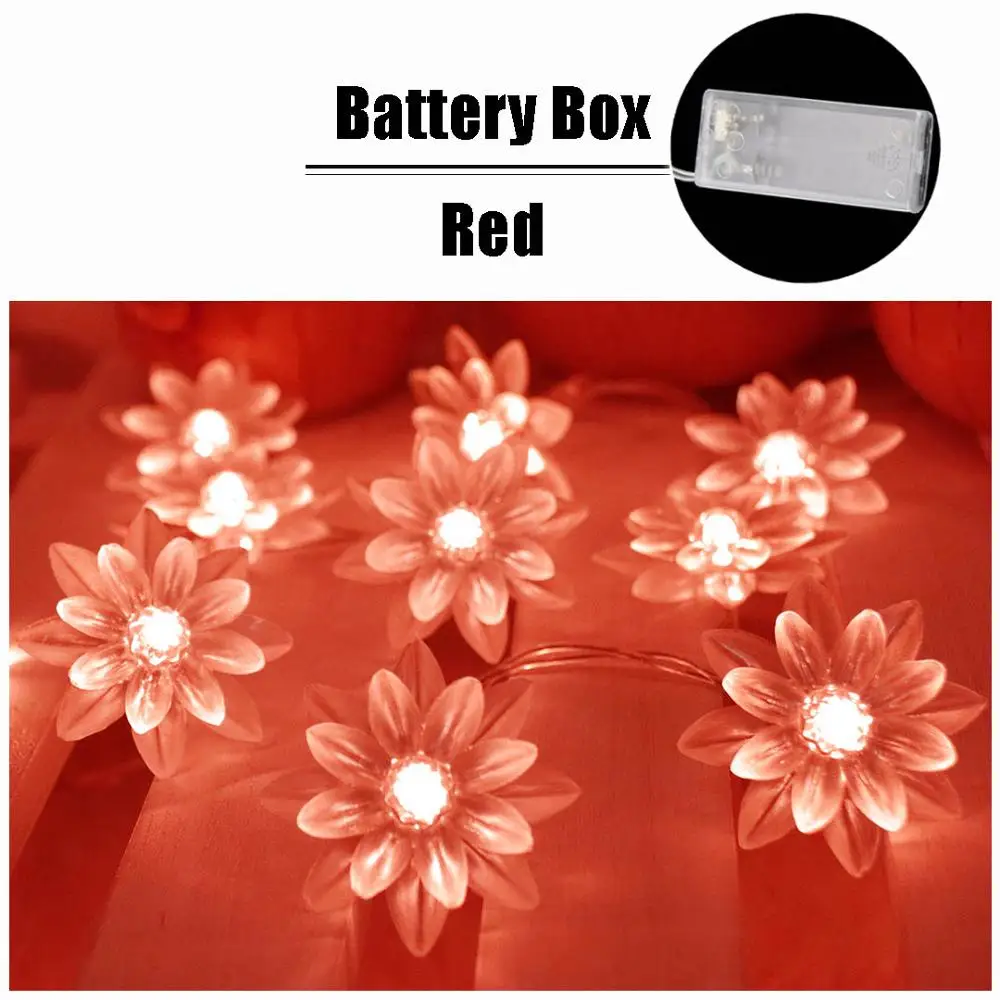 Red (Battery Box) Светильник в виде лотоса, светодиодный светильник в виде цветка, гирлянда, светильник s для свадьбы, Рождества, улицы, вечерние, на Рождество, Рамадан, сказочный декоративный светильник ing HL - Испускаемый цвет: Red (Battery Box)