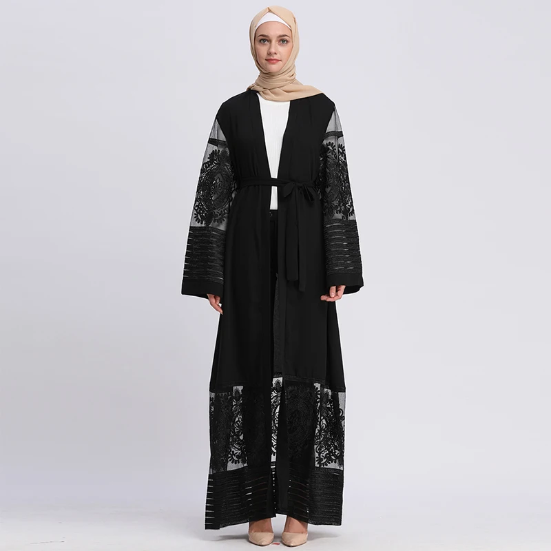Abaya кимоно кружевное мусульманское модное хиджаб платье Турция ислам одежда