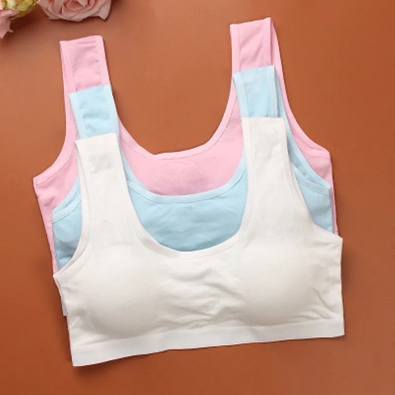 

Teenage Kids Bra Girls Underwear Clothing Cotton Teen Sports Bra with Chest Pad Puberty Girl training Bra Children Underclothes