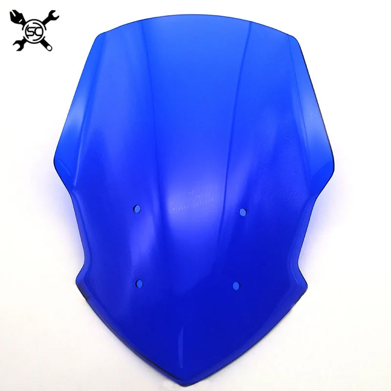 Blue Мотоцикл ветровое стекло козырек ветрового стекла Viser подходит для YAMAHA FZ07 MT07 MT-07 18-19 Double Bubble - Цвет: Blue