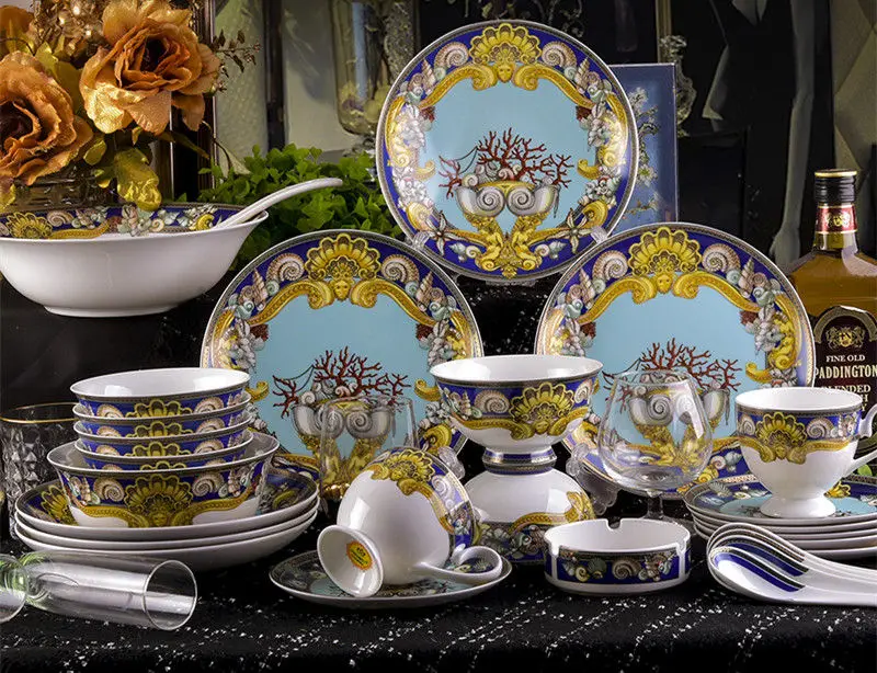 30 pieces set Наборы посуды Керамическая Чаша Блюдо суповая чаша подарок кухонные инструменты для приготовления пищи аксессуар Бытовая Посуда домашний декор фарфор - Цвет: 30 pieces set