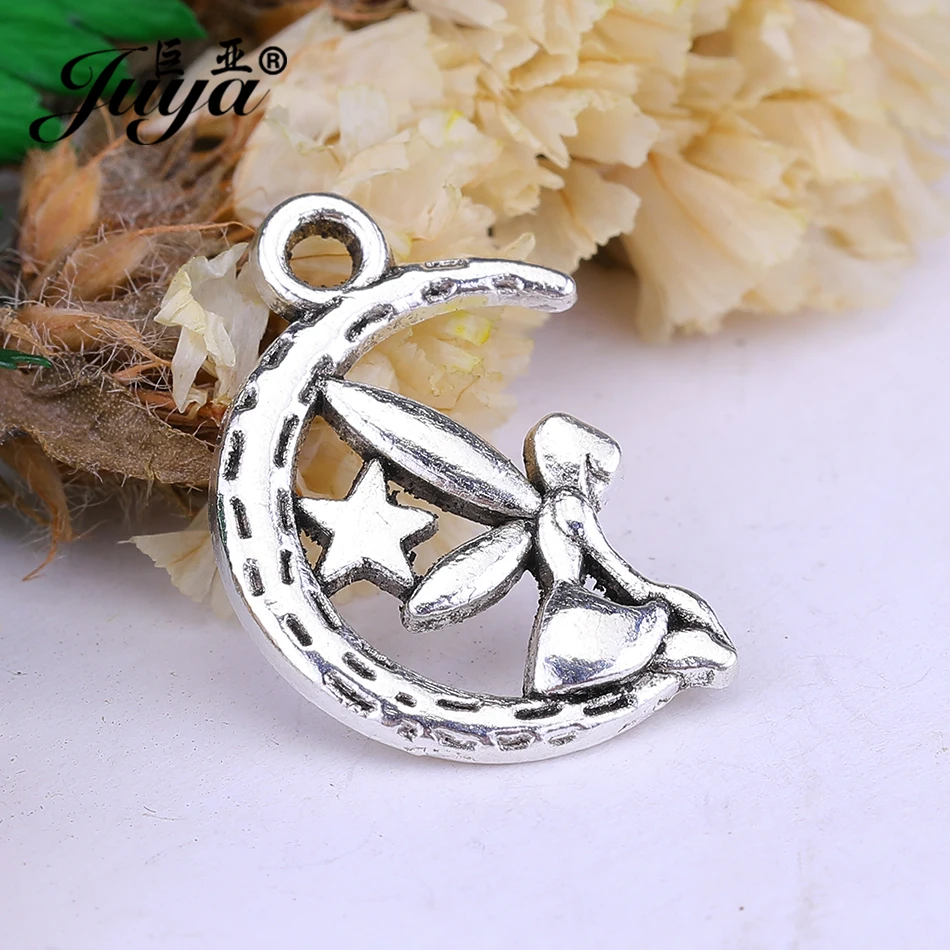 JUYA 30pcs/lot 19.5x13.5mm High Quality Moon and Star Pendants for Jewelry Making Beautiful Faery Charms DIY Necklace AO0494 | Украшения и