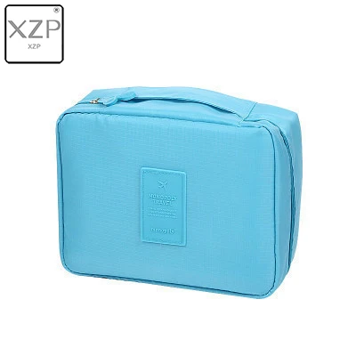 Sky blue XZP сумка для макияжа для девушек, женская косметичка, моющаяся косметичка, органайзер для макияжа, сумка для хранения, сумка для дорожного набора, много карманов, женская сумка - Color: Sky blue
