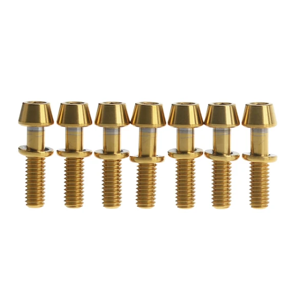 Gold Титановый "Wanyifa" Ti Болт M4x15.3mm Аллен с шестигранной конической болты с шайбами для Ritchey C260 велосипедный вынос руля 7 шт./лот - Цвет: Gold