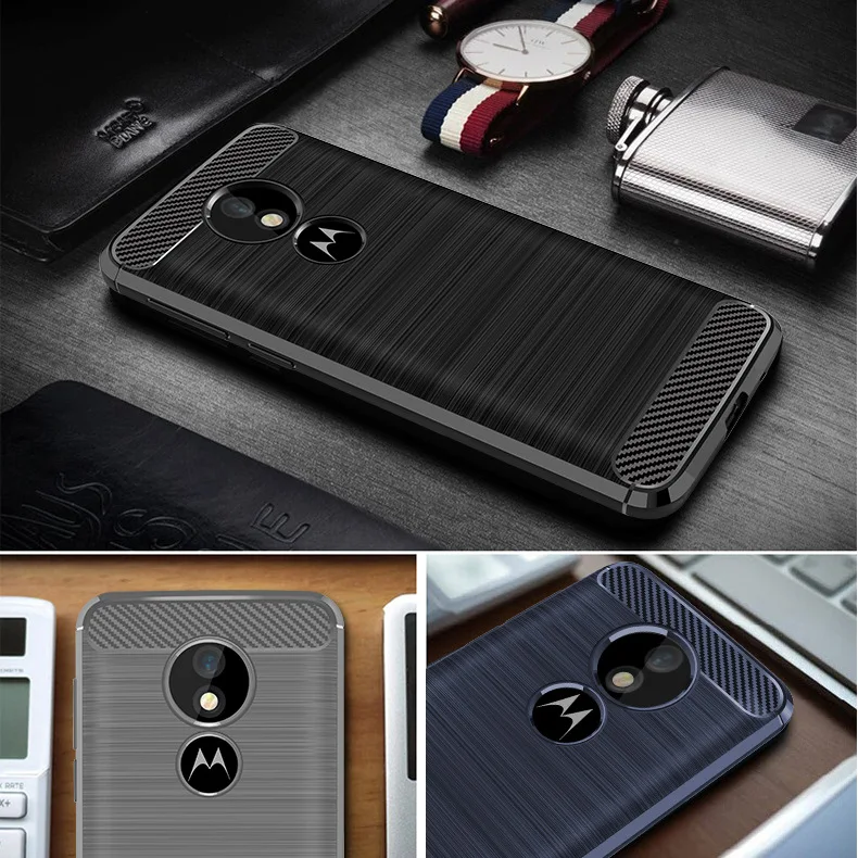 Для Motorola Moto G6 Play чехол из мягкого силикона с принтом углеродного волокна