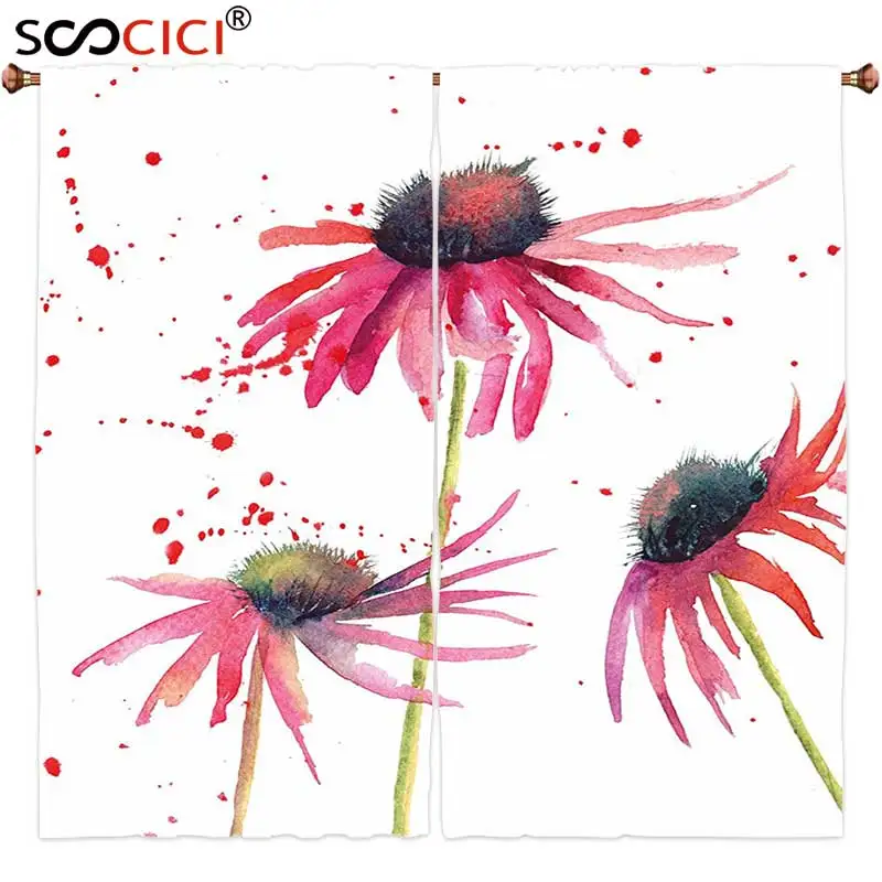 Шторы на окна 2 панели цветочная акварельная роспись абстрактное изображение