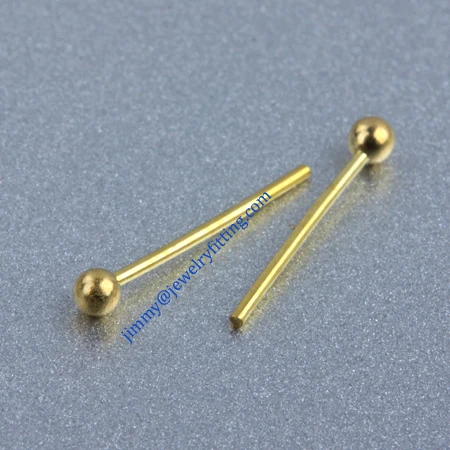 Jewelry Making findings Raw brass metal Ball head Pins Ball pins wholesale 0.6*12mm with 2mm beads shipping free