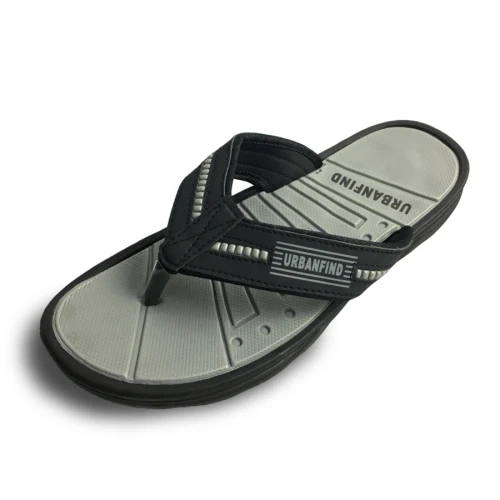 Black Grey URBANFIND/мужские вьетнамки; повседневные шлепанцы; Новое поступление; мужская летняя пляжная обувь; брендовая модная обувь; европейские размеры 40-45 - Цвет: Black Grey