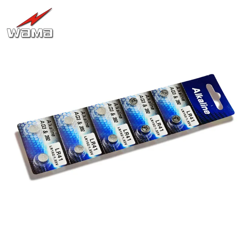 10 шт./лот Wama AG3 1,5 V батарейка для часов LR41 192 L736 392 щелочные батареи красочные лампы светильник Прямая поставка