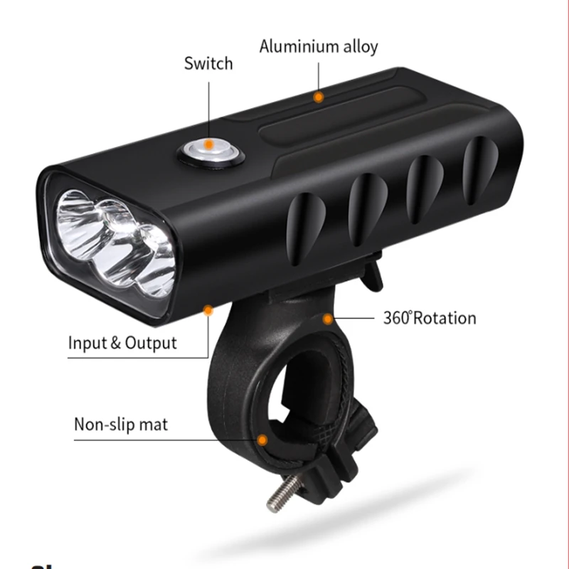 

T6 LED Bike Lights USB Rechargeable Waterproof Built-in 5200mAh Battery 3 Modes with Power Bank Flashlight and Bicycle 19-0019