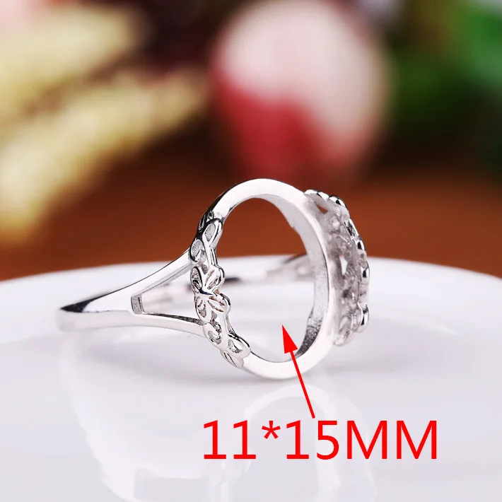 11x15mm 7*8 мм 8*10 мм 925 пробы серебряные Регулируемые заготовки для колец овальные восковые кольца с бирюзой - Цвет: 11x15mm