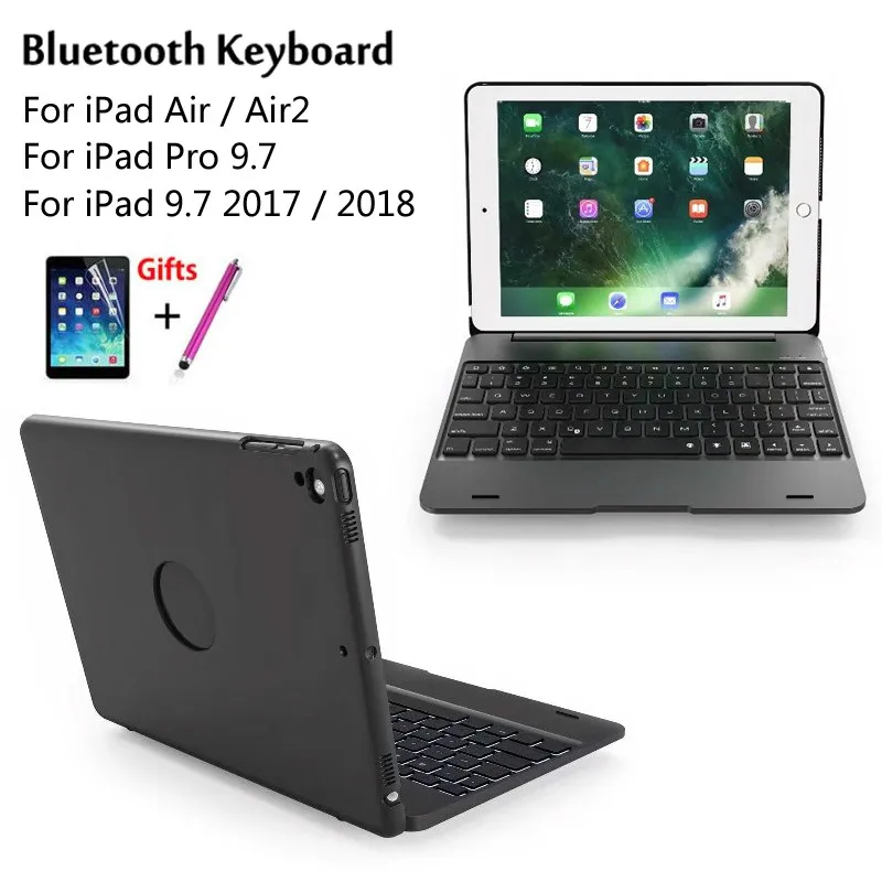 Фото Чехол с беспроводной Bluetooth-клавиатурой для IPad 9,7 2017 2018 IPad 5 / 6 / Air 2 / Pro 9,7, чехол из АБС-пластика с флимом №2