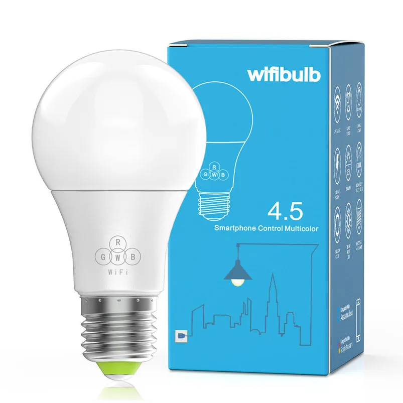 Интеллектуальная беспроводная (Wi Fi) светильник лампочка LED RGB Цвет изменение