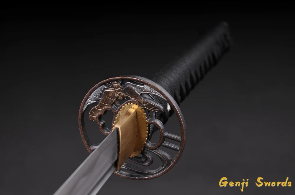 Handmade Full Tang Japanese Katana T10 Steel Real Samurai Sword Sharp Edge Dragonfly Tsuba Iron Fitting
