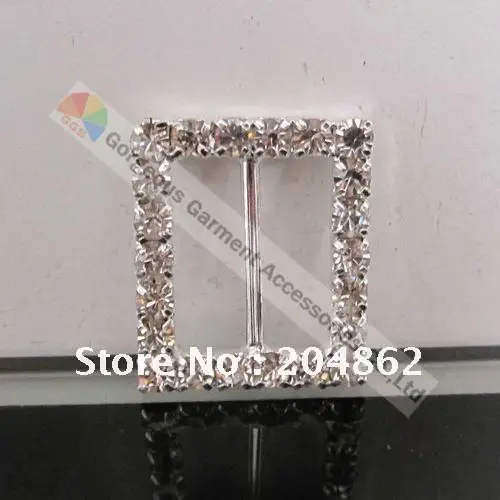 100 шт./лот Серебряная прямоугольная горный хрусталь скользящая Пряжка Кристалл