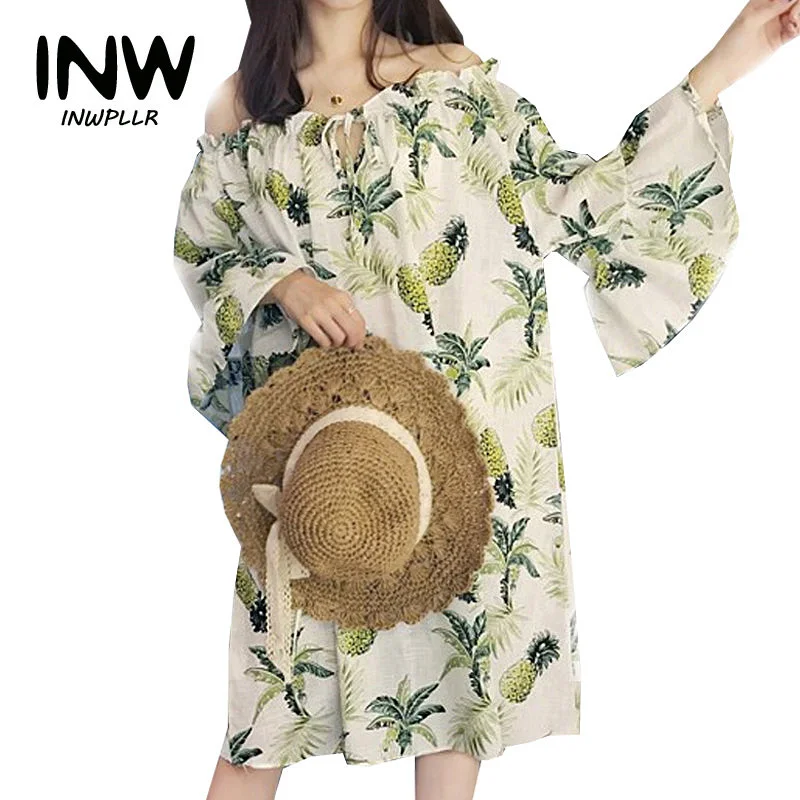 2018 летнее пляжное платье для женщин с тропическим принтом vestidos mujer платья