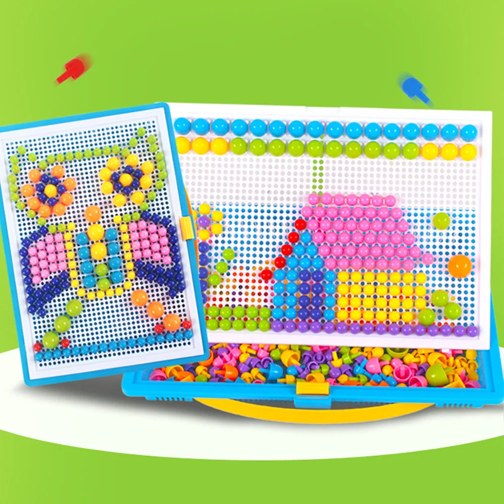 296 зерна мозаики pegboard гриб Гвозди комплект Бусины DIY науки головоломки игрушка