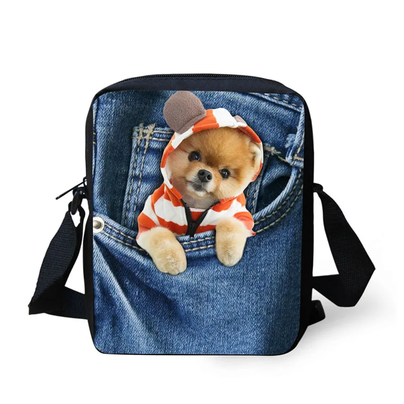 Cross Body Bag Blue Denim Animal Print Messenger Bags for Men Women Hot Brand Small Ladies Mens Travel |