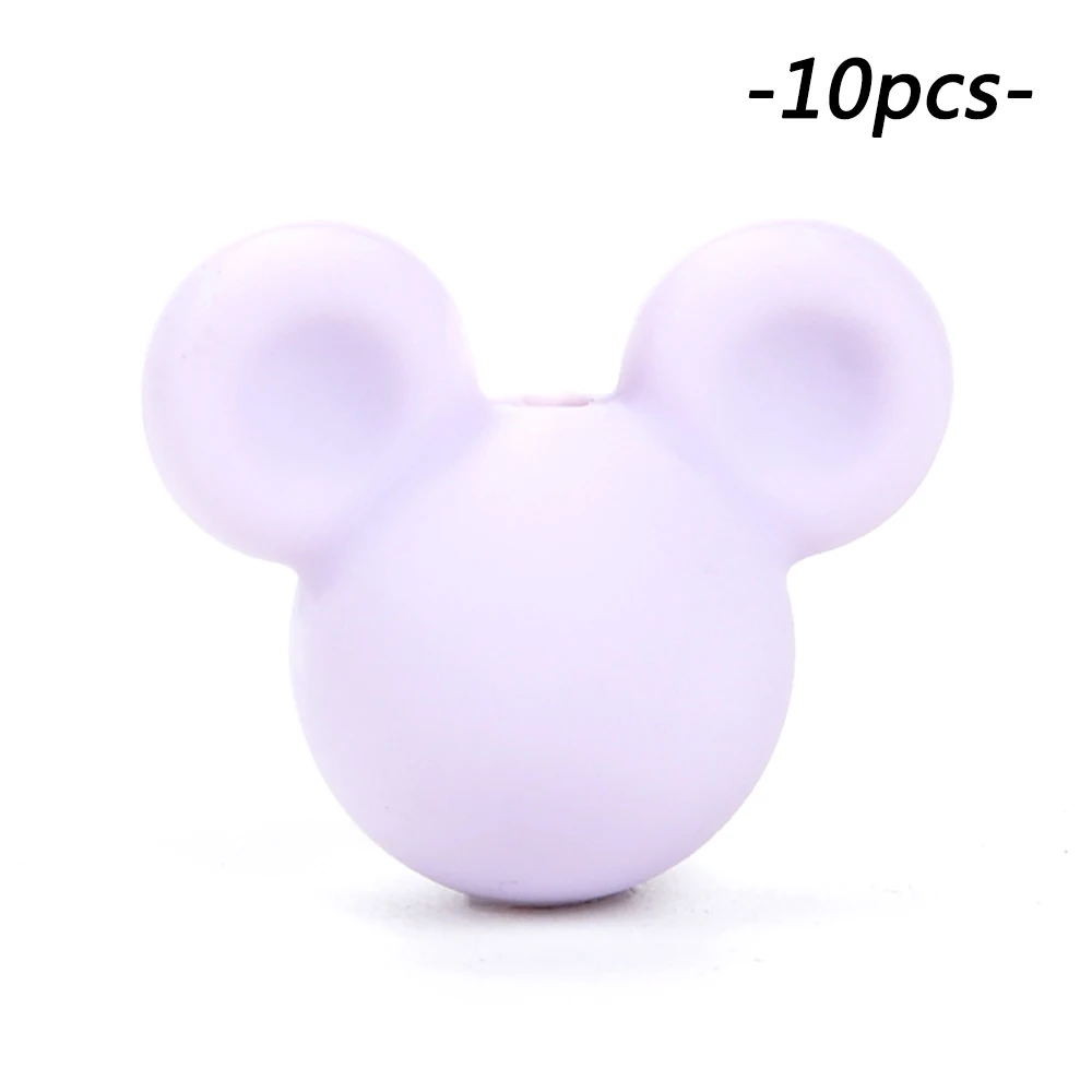 Lavender Fog LOFCA 10 шт./лот Микки силиконовые бусины Детские Прорезыватели игрушка мягкая Жевательная прорезыватель BPA бесплатно DIY Шарм ожерелье пищевой ювелирное изделие - Цвет: Lavender Fog