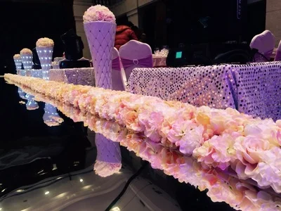 

wedding long table centerpieces flower decoration Party Road lead Arch door lintel flower silk rose wedding backdrop display