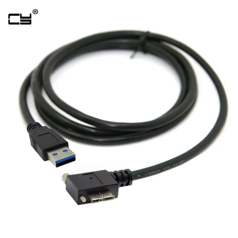 

USB 3.0 A Male to Micro B Left Angled 90 Degree Cable with Locking Screws for Nikon D800 D800E D810 5m