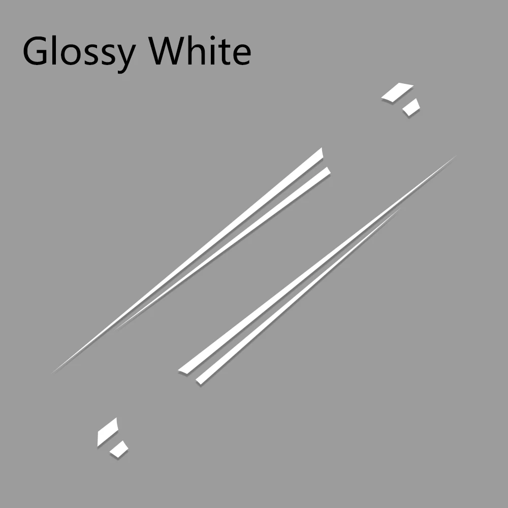 Glossy White 2 шт., автомобильные наклейки, длинные боковые полосы, Авто Виниловая обертка, сделай сам, декоративные наклейки, автомобильные гоночные, спортивные, стильные, автомобильные тюнинговые аксессуары - Название цвета: Glossy White