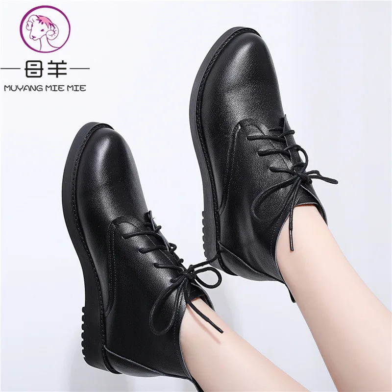 MUYANG/женские осенне-зимние ботинки большие размеры 34-44 теплые зимние из