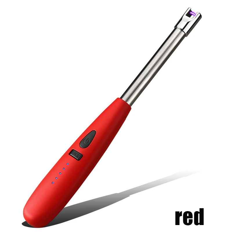 Red USB зарядка Зажигалка Ветрозащитная плазменная Зажигалка электронная Кухня барбекю сигарета курительная электрическая зажигалка 5 цветов оригинальная коробка - Цвет: Red