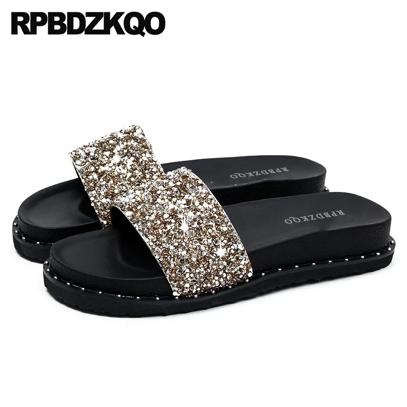 

Sandals Flat 11 Nice Silver Rivet Bling Crystal Luxury Shoes Women Designer Gold Stud Plus Size Platform Slippers Diamond Slides