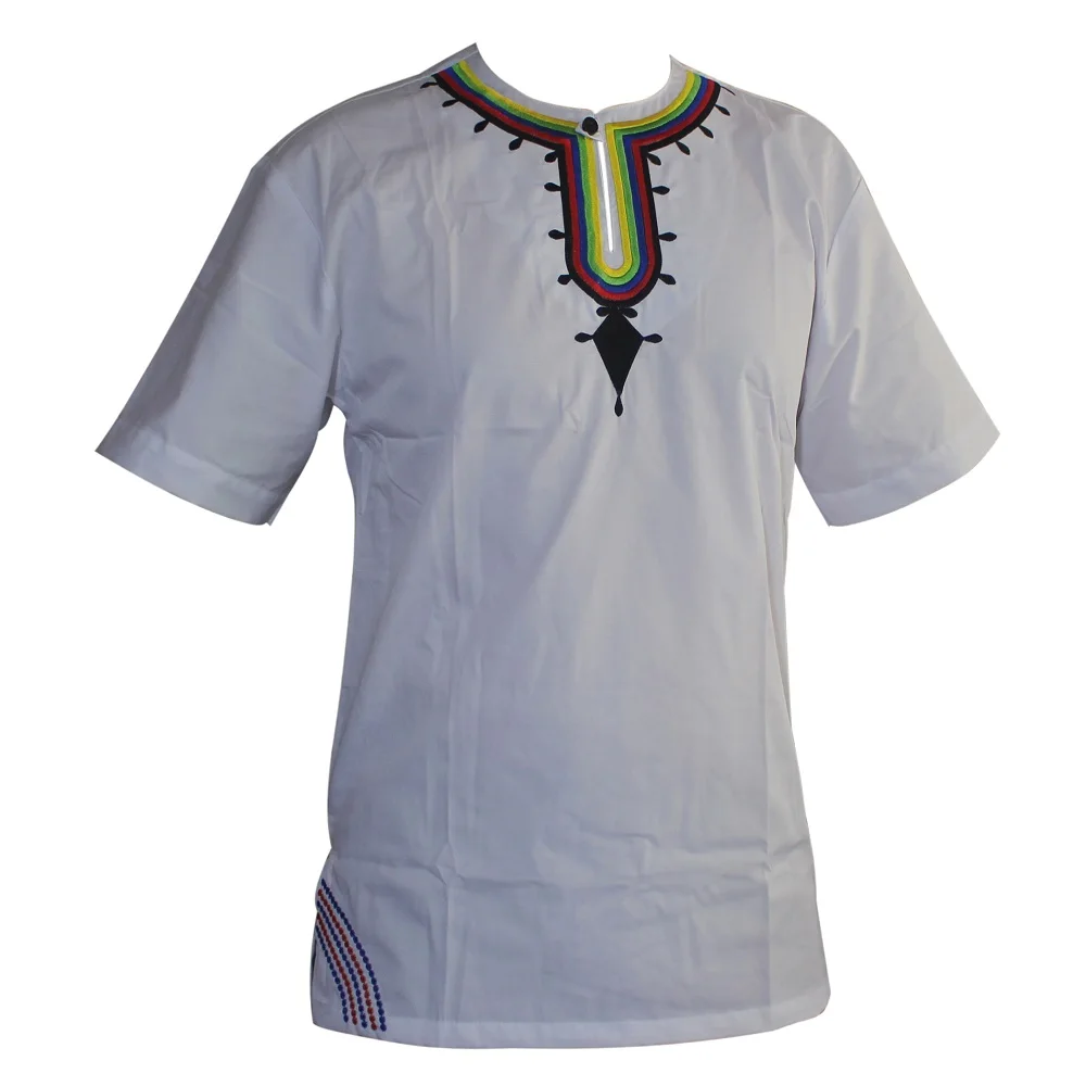 white Африканские мужские camisas hombre вышитые украинские этнические Потрясающие цвета традиционные Mali винтажные Топы - Цвет: white