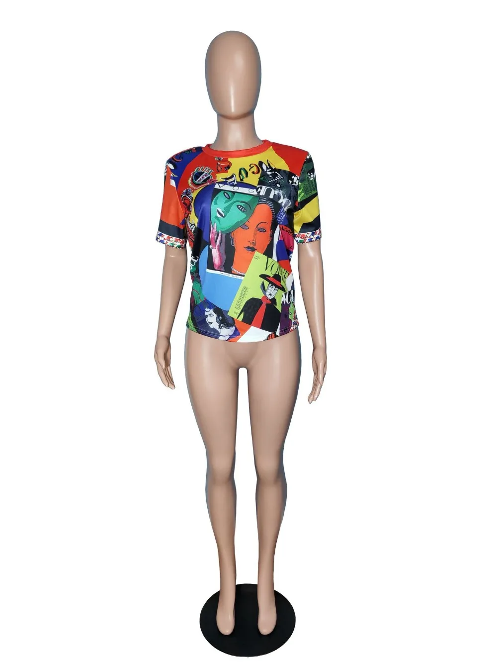 Женская летняя футболка с круглым вырезом и коротким рукавом Повседневная