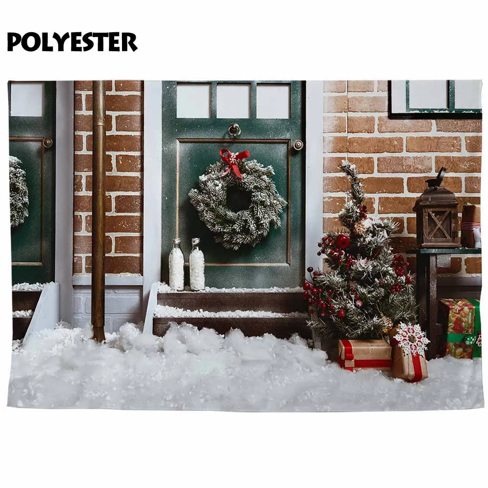 Фотофон Funnytree для фотостудии Рождественское украшение кирпичный дом снег зима