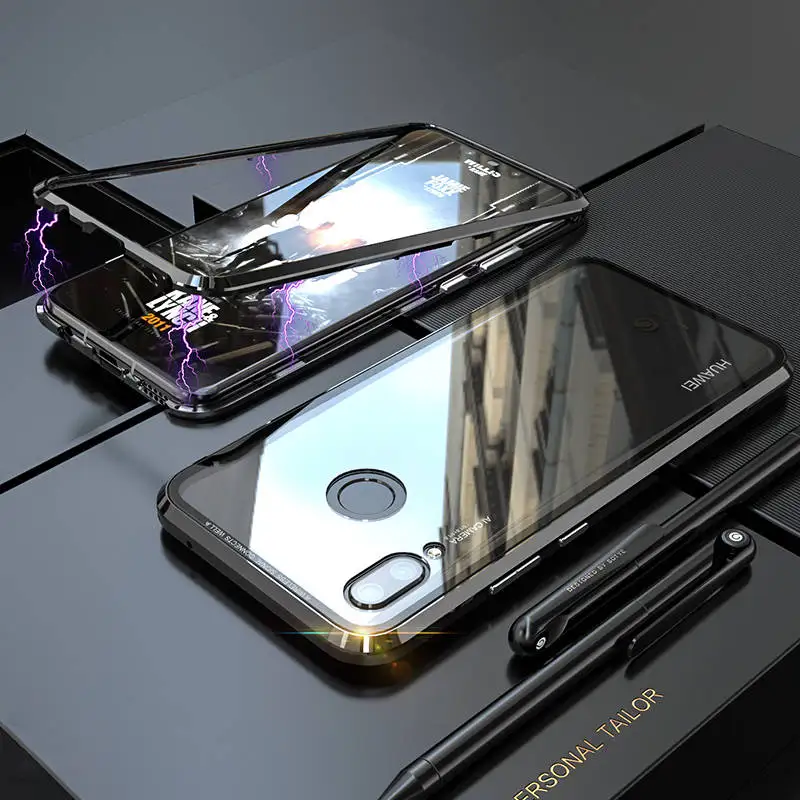 Full Black Магнитный металлический стеклянный чехол для huawei P30 Lite, чехол P30Lite, магнитный бампер, стеклянная задняя крышка, huawei P20 Lite, чехол P20Lite Pro - Цвет: Full Black